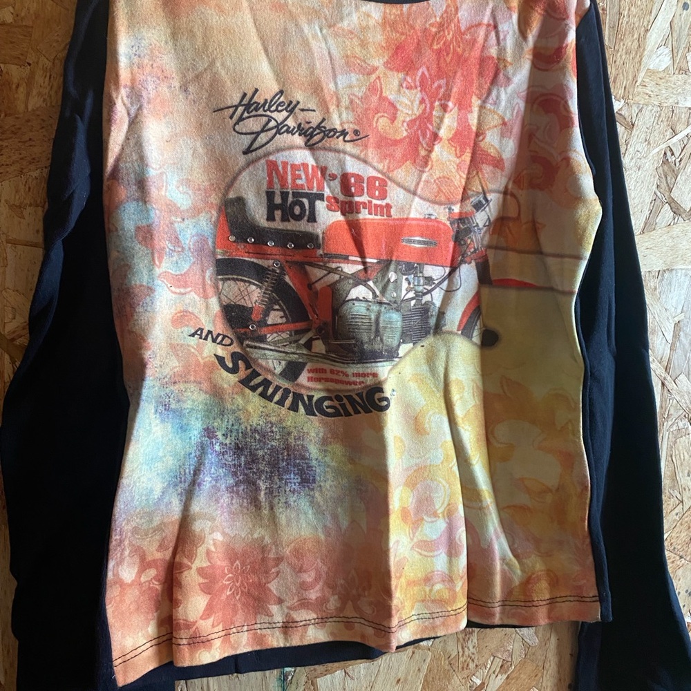 Harley-Davidson woman’s Long Sleeve Motorcycle Graphic Tee - Orange/Black